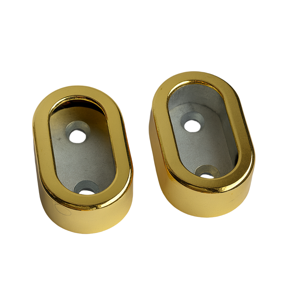 2x concealed fix oval brass wall support