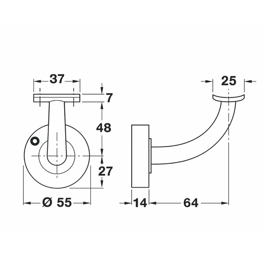 Concealed Fix Curved Bannister Bracket