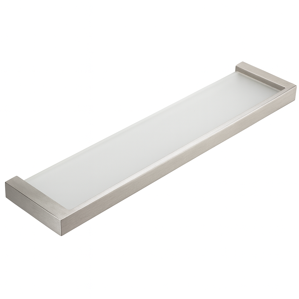 Satin Stainless Steel Glass Shelf with Frosted Glass