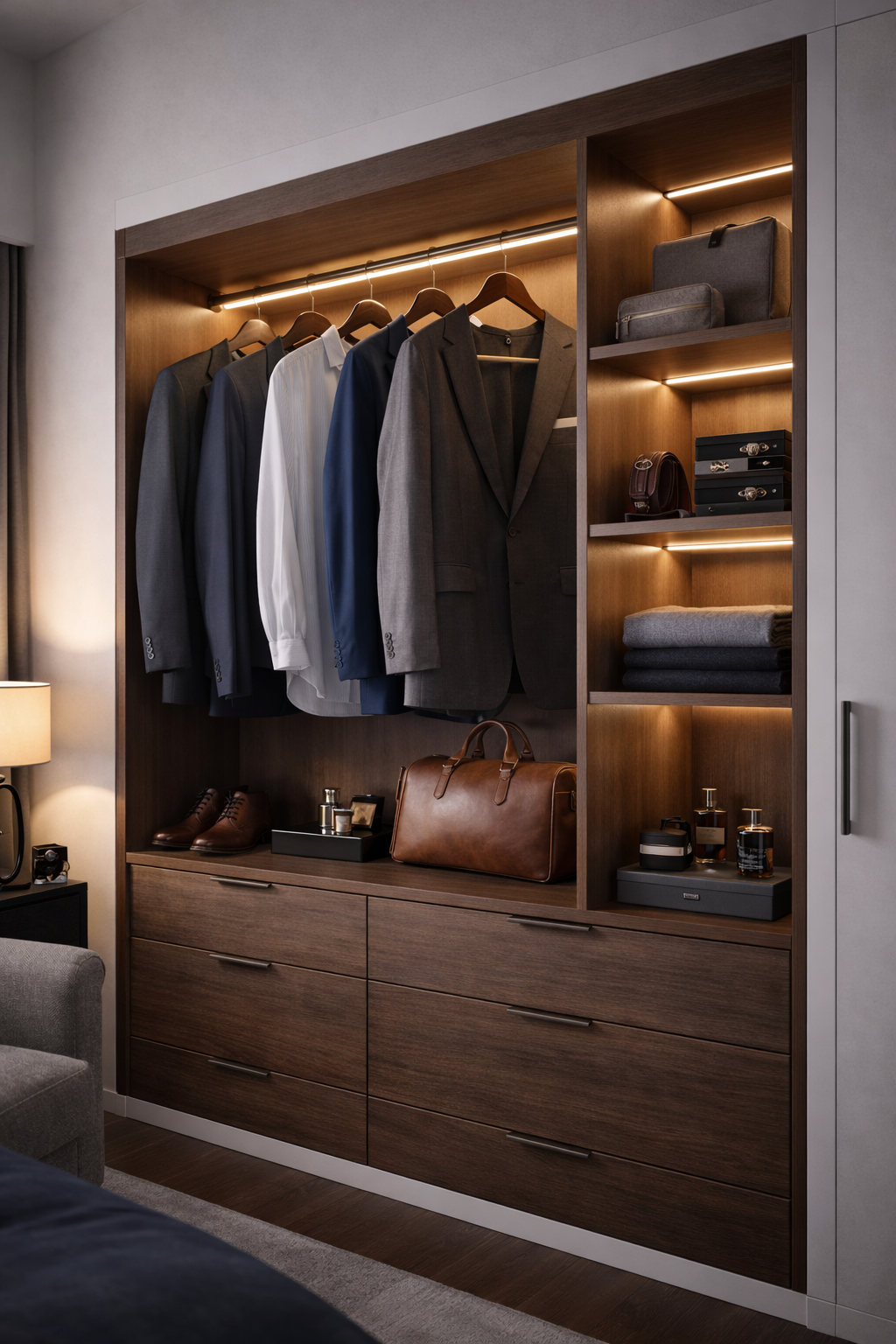 Wardrobe Linear Led Motion Activated LED Wardrobe Rail – Bespoke Antique & Modern Finishes ...