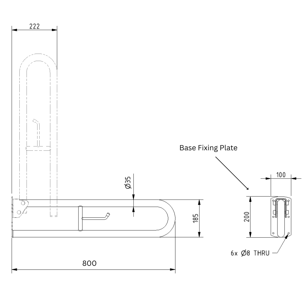 800mm Hinged Grab Rail