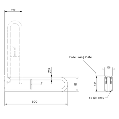 800mm Hinged Grab Rail