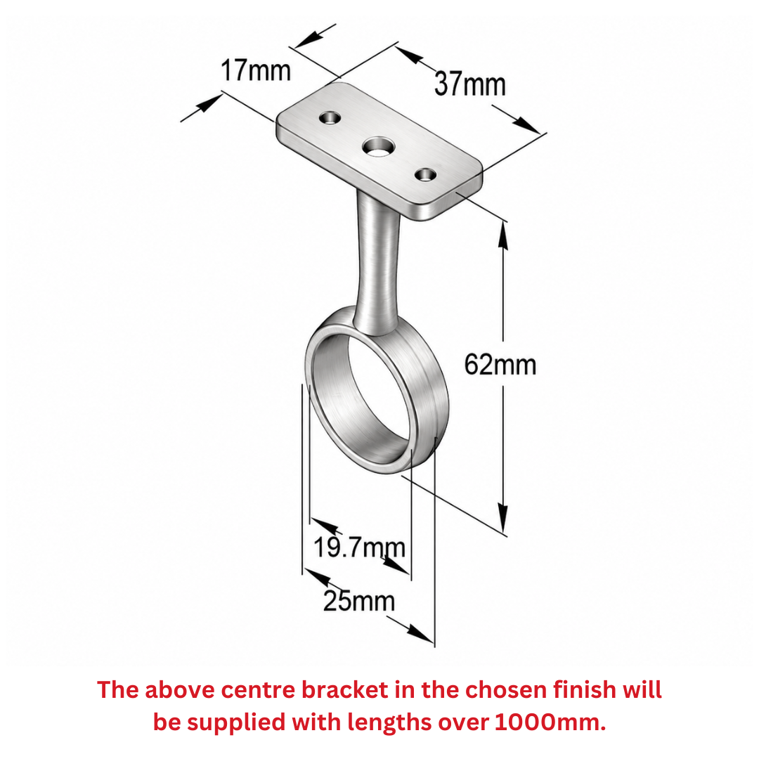 25mm Round Plated Steel Rail Kit - Cut to Size