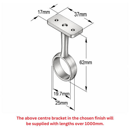 25mm Round Plated Steel Rail Kit - Cut to Size