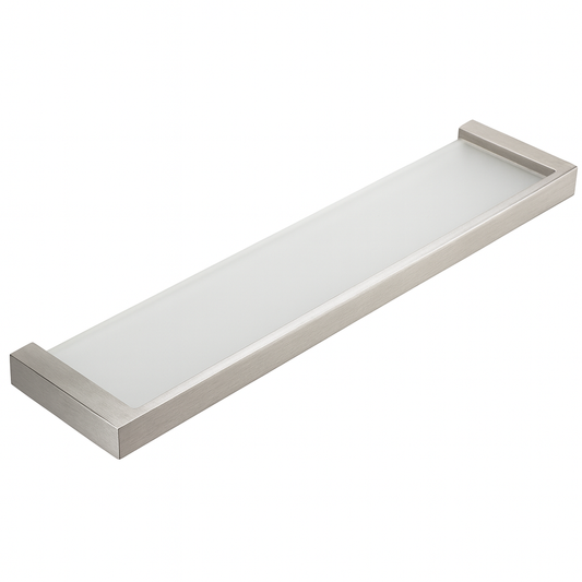 Satin Stainless Steel Glass Shelf with Frosted Glass